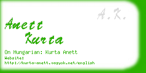 anett kurta business card
